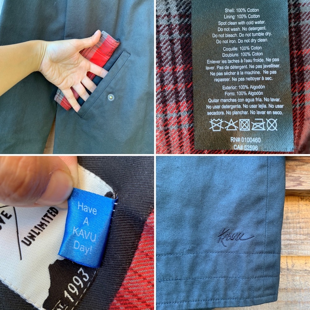 KAVU 100% cotton red flannel lined hooded jacket - Picture 15 of 16